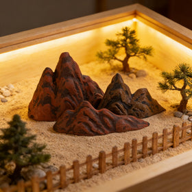 TUESMEILL miniature mountain aquarium, natural diorama focal point for an aquatic landscape centerpiece.