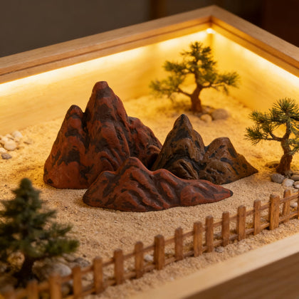 TUESMEILL miniature mountain aquarium, natural diorama focal point for an aquatic landscape centerpiece.