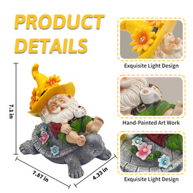 TUEVAK garden gnomes solar lights close-up shows resin detail.