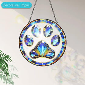 Tufeu paw print stained glass wall hanging offers elegant decor