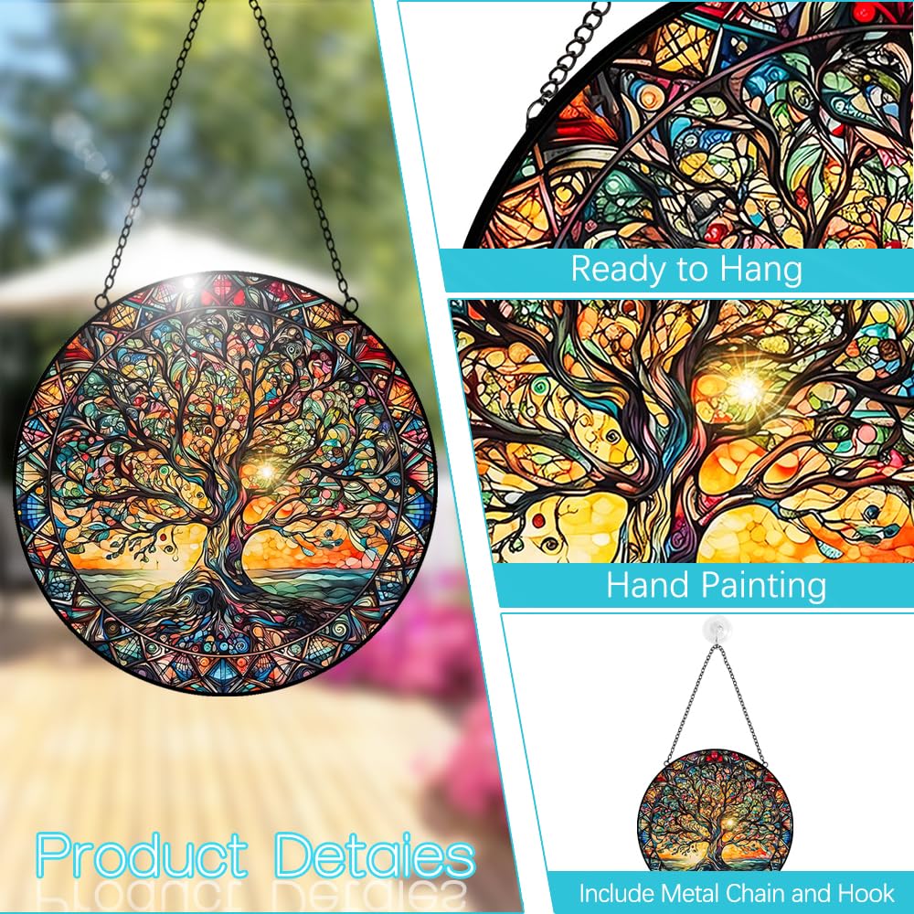 Tufeu stained glass suncatcher 8-inch bright window decor