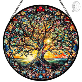 Tufeu Tree of Life suncatcher vibrant colors in sunlight