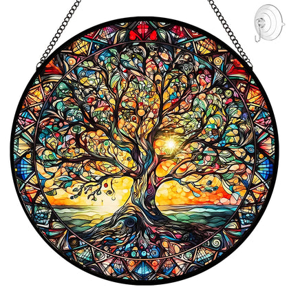 Tufeu Tree of Life suncatcher vibrant colors in sunlight