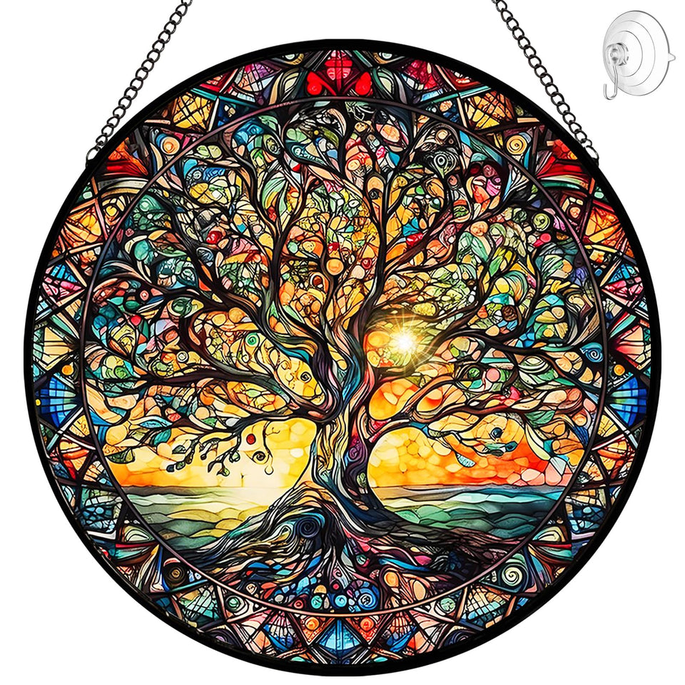 Tufeu Tree of Life suncatcher vibrant colors in sunlight