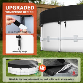 Tufmunb windproof ties and bungee secure the cover against strong winds