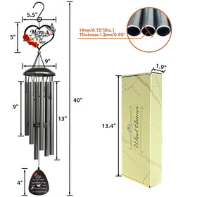 TUHYOCG cardinal wind chime back view with heart pendant