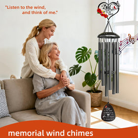 TUHYOCG cardinal wind chime side view highlights durable anodized tubes