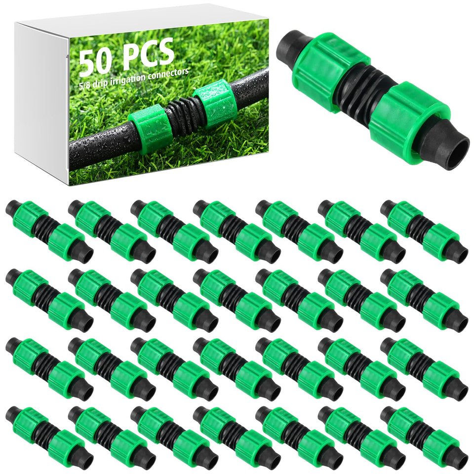 Tujoe 50-pcs drip irrigation connector pack offers reliable, leak-free connections for expanded irrigation setups.
