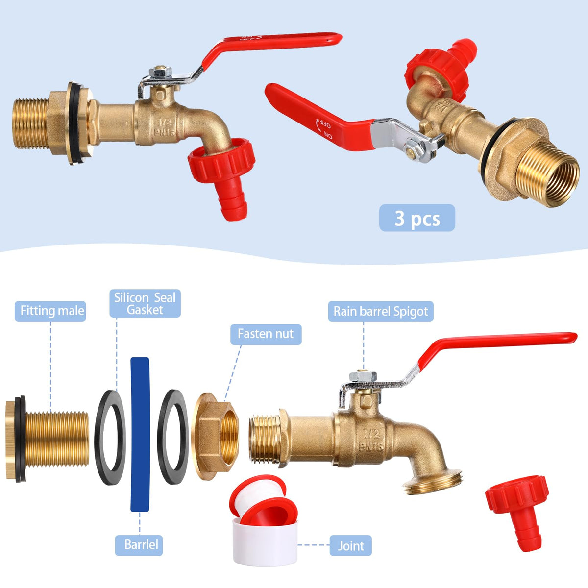 Tujoe brass faucet outlet ready for garden hose connection