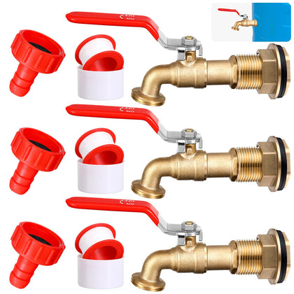 Tujoe brass rain barrel spigot kit front view showing sturdy outdoor hardware