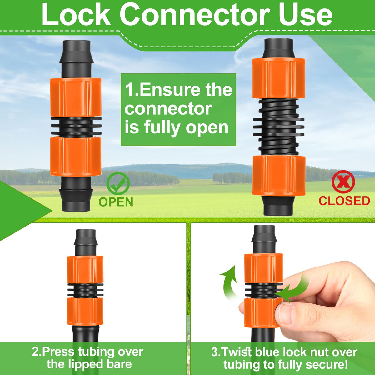 Tujoe compatibility with 16-17 mm drip tape for seamless integration
