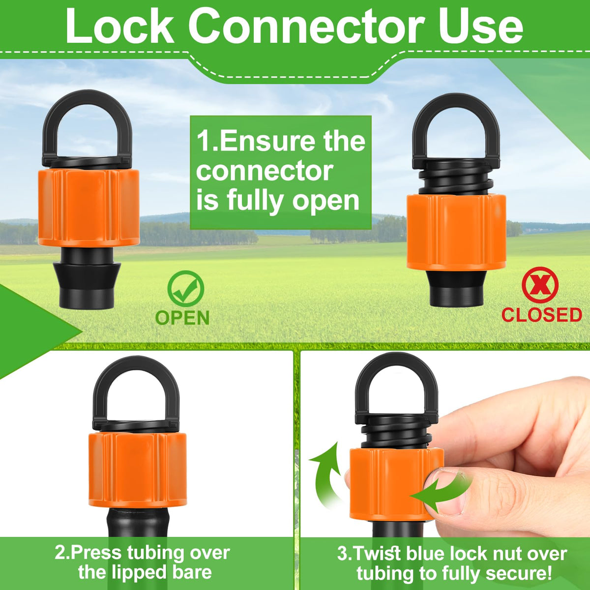 Tujoe end caps compatible with 16-17 mm drip tape for gardens