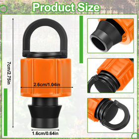 Tujoe locking barbed end caps secure orange tubing during installation