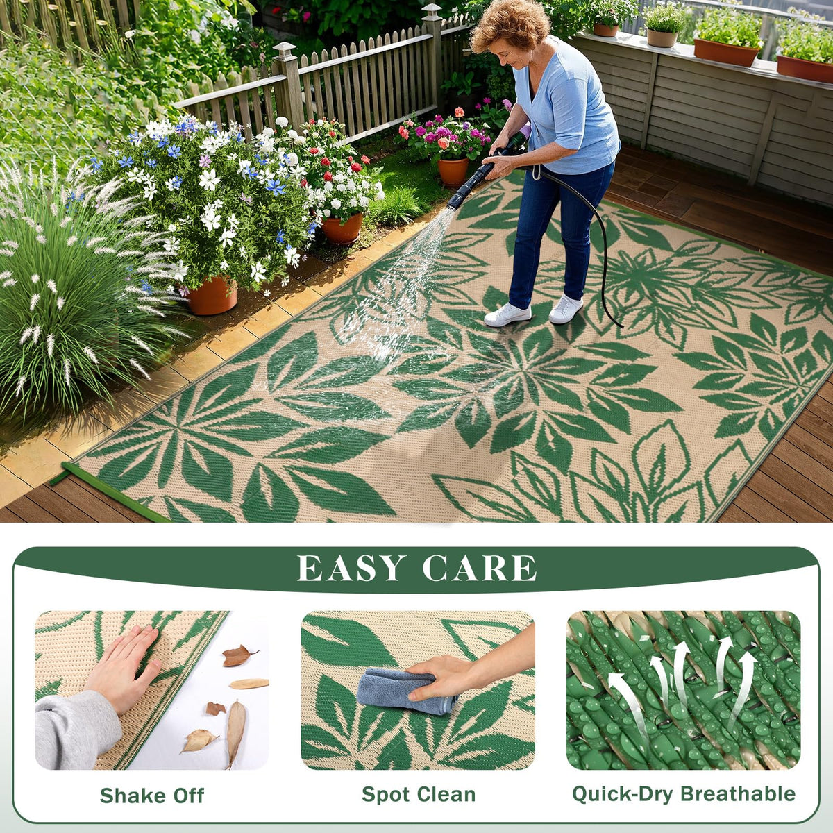 TUKDAK portable foldable rug with carry bag ideal for camping and travel.