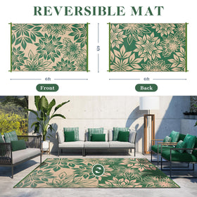 TUKDAK reversible-design outdoor rug displaying two patterns for versatile styling.