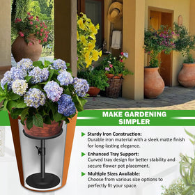 Tuling Home planter insert, top view showing adjustable poles for versatile pot sizes.