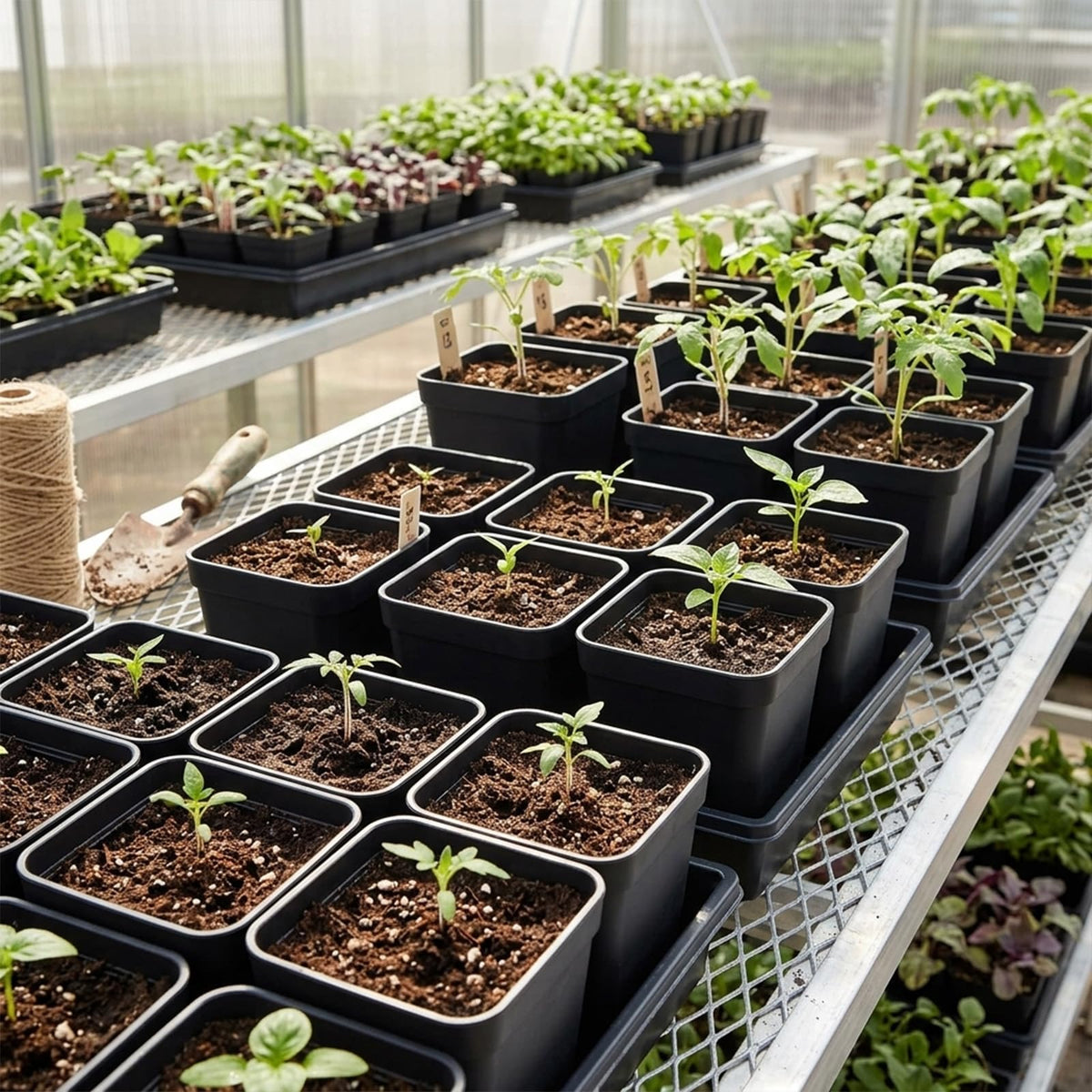 Tulpeed black nursery pots 100-pack ideal for indoor and outdoor plant starts.