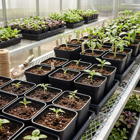 Tulpeed black nursery pots 100-pack ideal for indoor and outdoor plant starts.