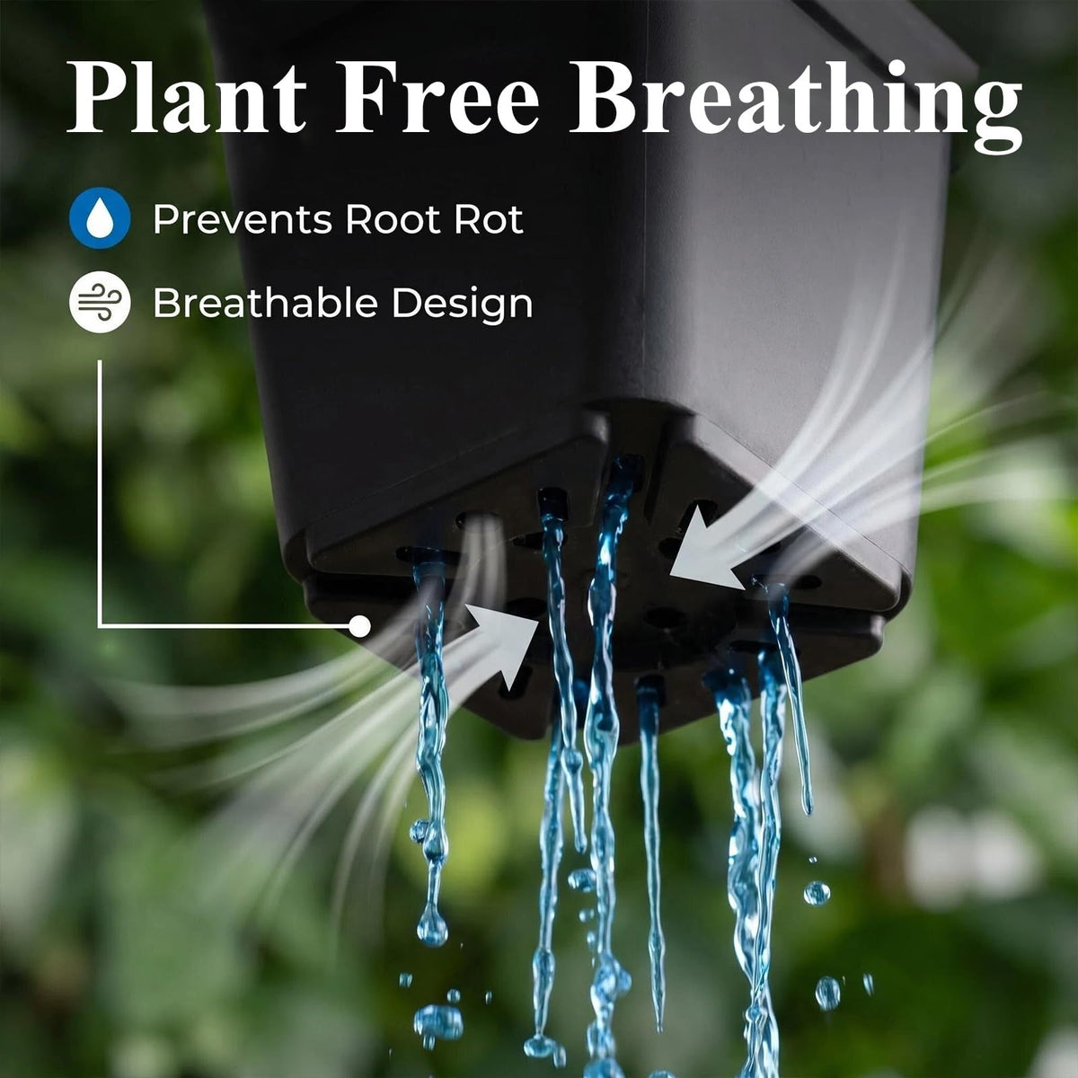 Tulpeed square pots bottom with drainage holes promotes airflow and root health.