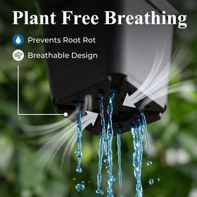 Tulpeed square pots bottom with drainage holes promotes airflow and root health.