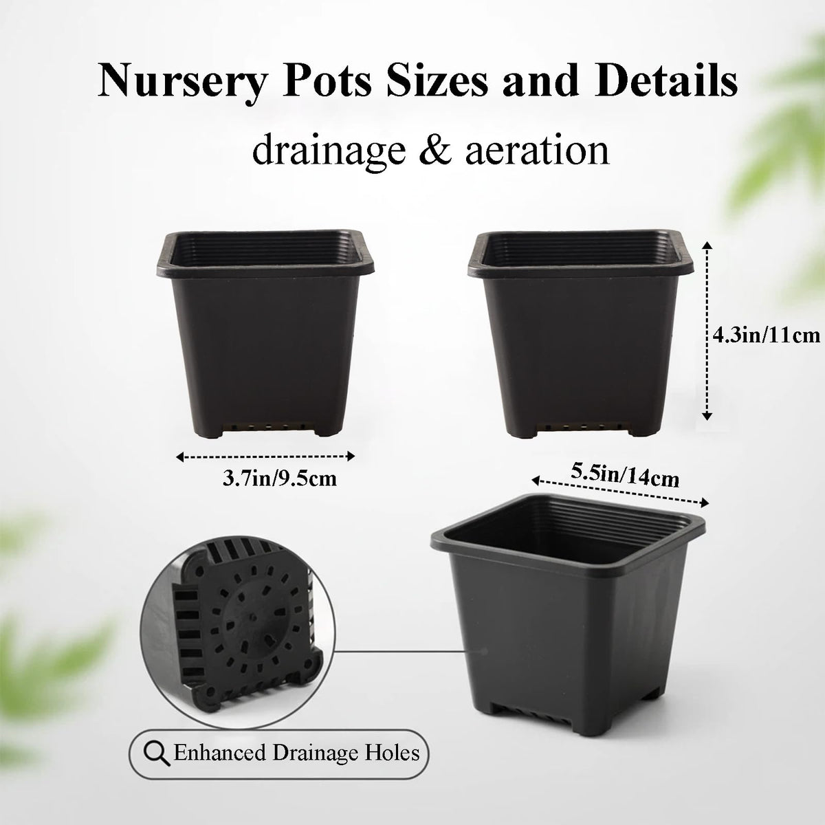 Tulpeed square pots drainage holes close-up for root health