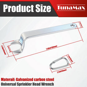Close-up of compatible head types with TunaMax wrench fitting pendent and upright sprinkler heads.