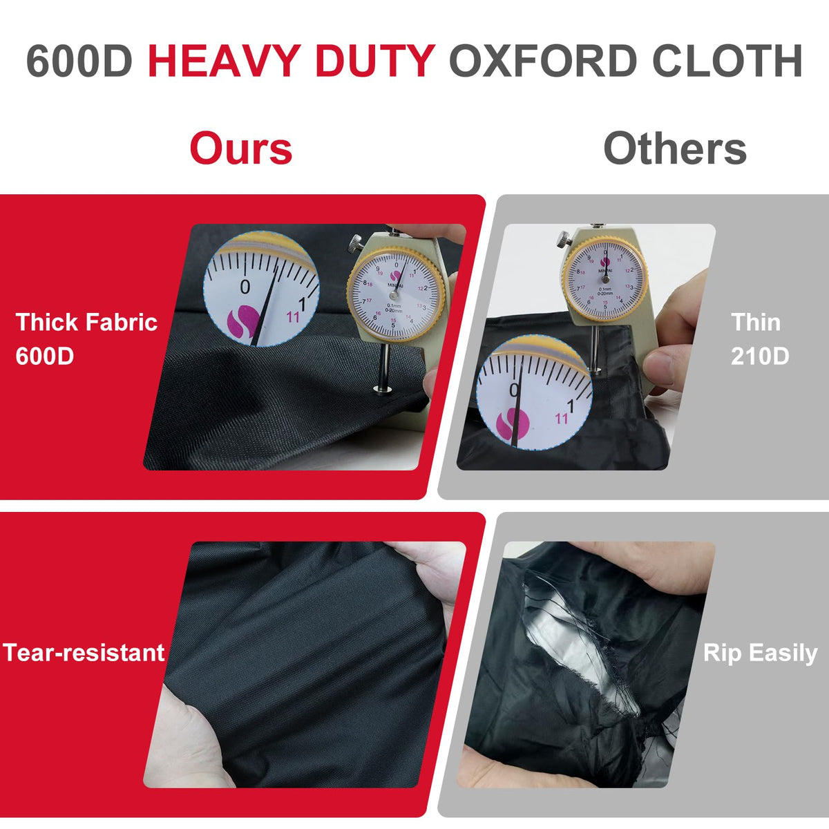 Waterproof outer and inner layers keep the grill dry during rain.