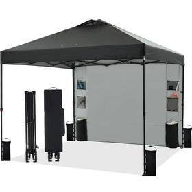 Tunbne 10x10 pop up canopy setup showing quick, tool-free assembly for shade on the go