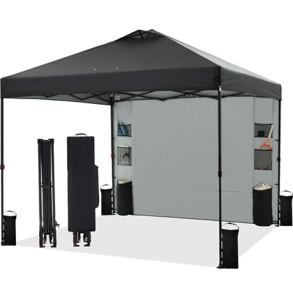 Tunbne 10x10 pop up canopy setup showing quick, tool-free assembly for shade on the go