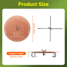 TUNIKO universal-fit copper disc suitable for most bird baths and fountains