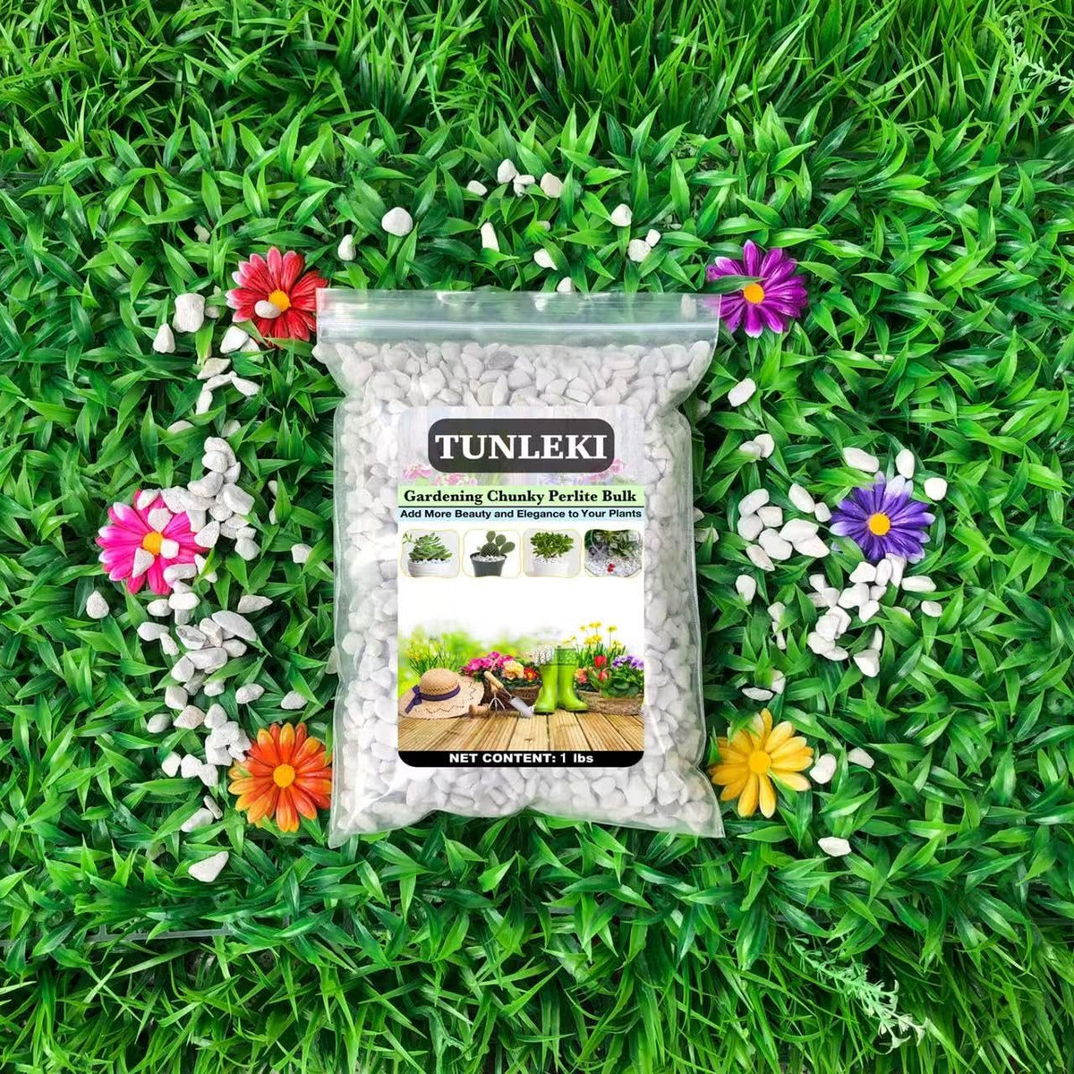 Tunleki chunky perlite bag ready for easy storage and pouring.