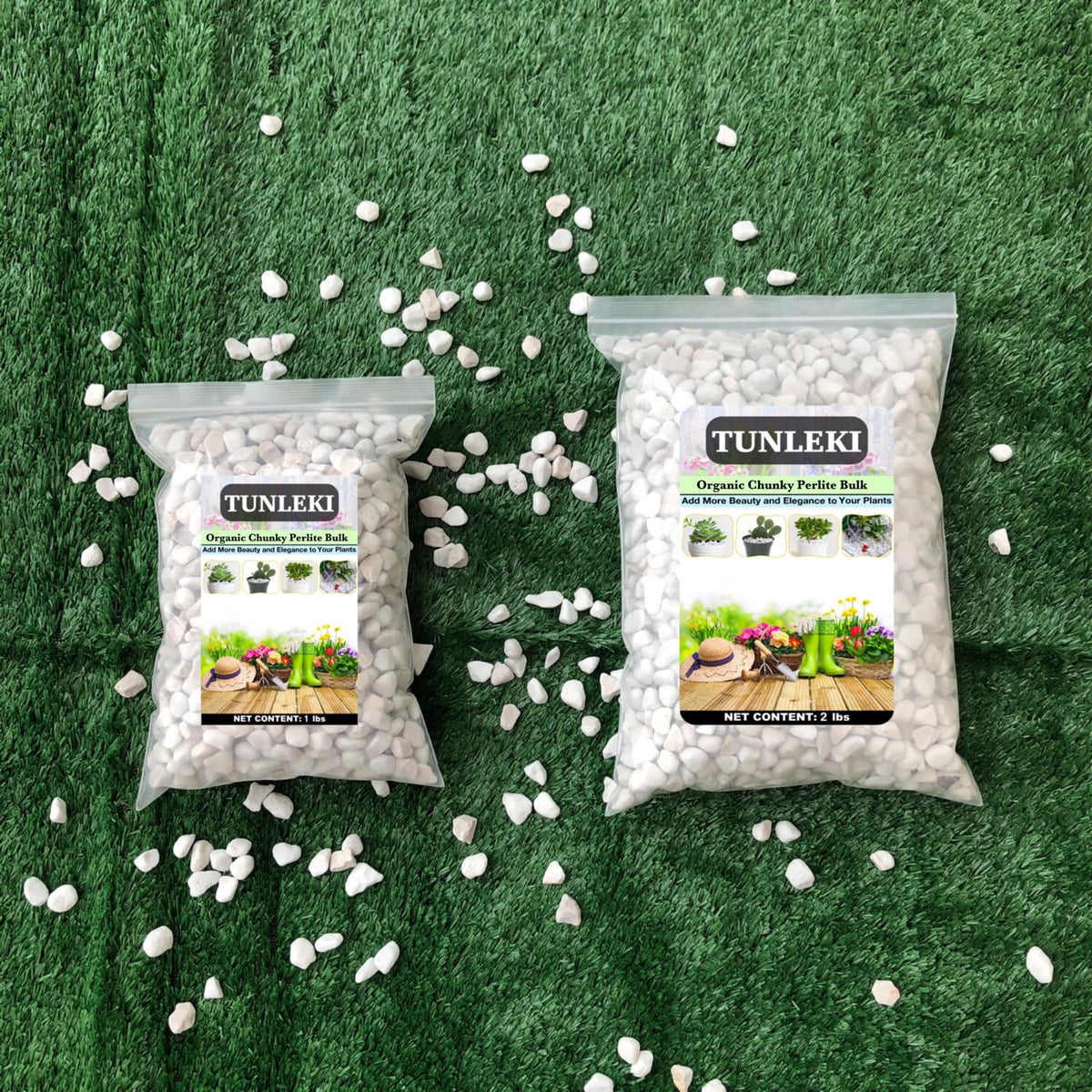 Tunleki perlite dust caution image indicating rinse before use.