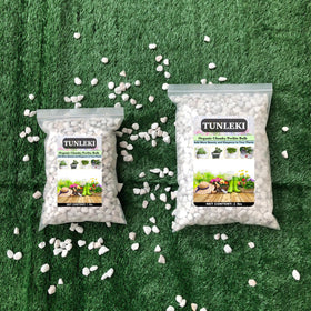 Tunleki perlite dust caution image indicating rinse before use.