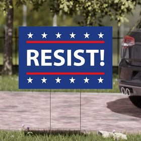 TUOCYERD Resist! sign measures 18x12 inches for impactful presence.
