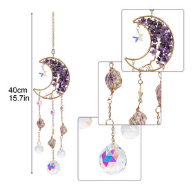 TUOKING amethyst moon suncatcher with fluorite for tranquil light accents.