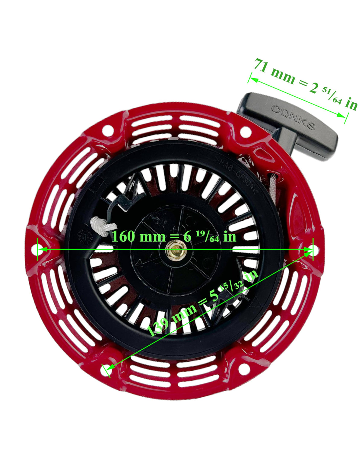 TURBOTUNITY GX160 recoil starter side view — compact, easy to install.