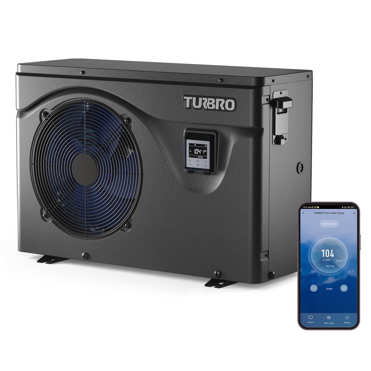 TURBRO Beluga B50V exterior unit powering efficient pool heating.