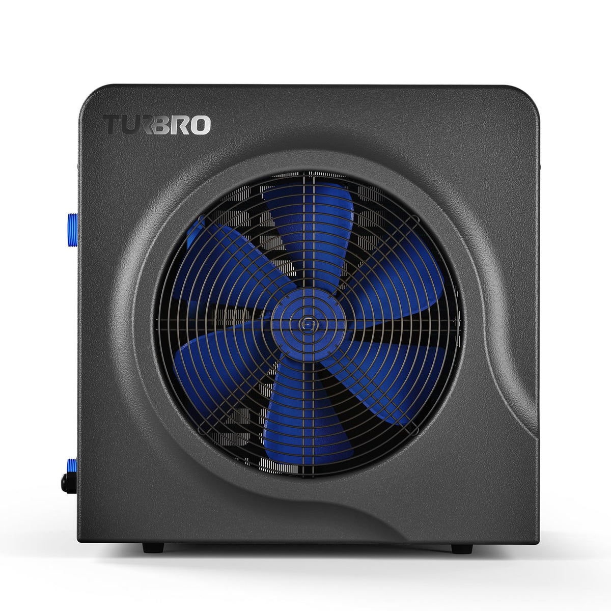 TURBRO Manatee M18 front view shows compact heat pump for versatile pool setups