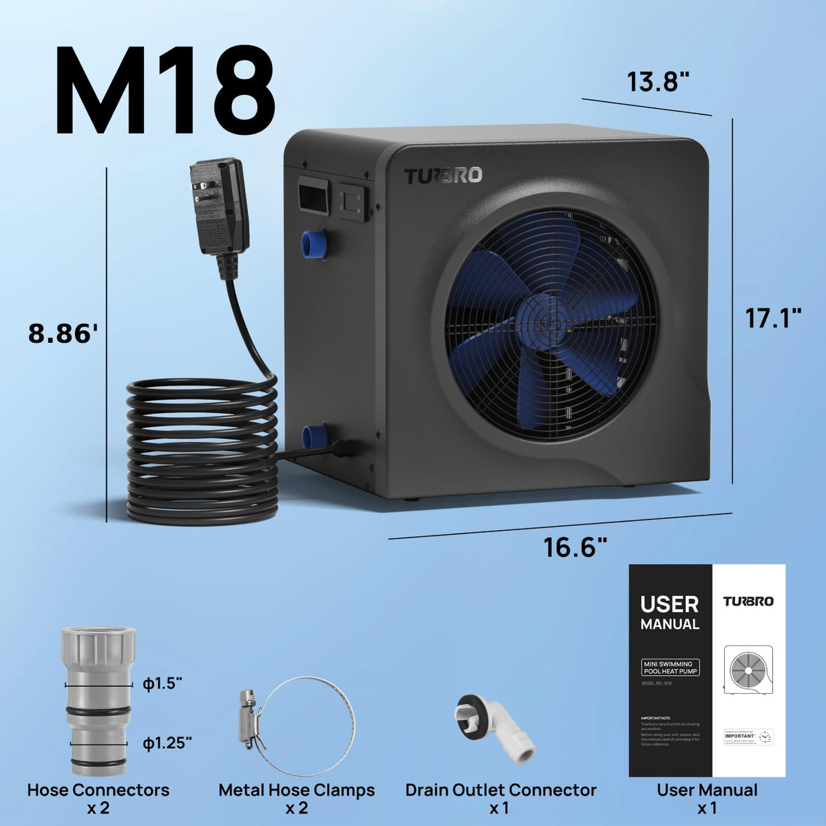 TURBRO Manatee M18 outdoor unit ready for saltwater pool use