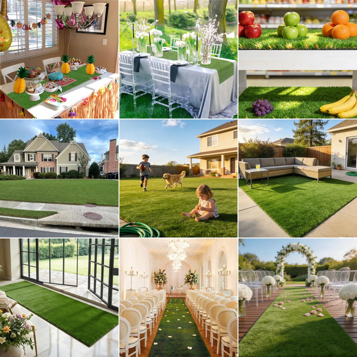 turfloid UV resistant grass mat withstands sun and rain
