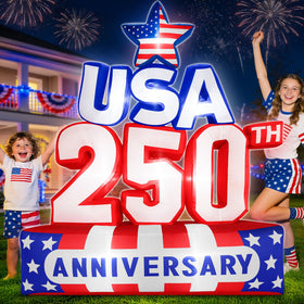 TURNMEON 6ft patriotic inflatable with LED lights, perfect for backyard celebrations.
