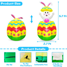 TURNMEON bunny emerging from egg with LED eggs brightening outdoor evenings.