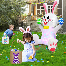 TURNMEON rotating colorful LED lights illuminate the bunny for a striking nighttime display.
