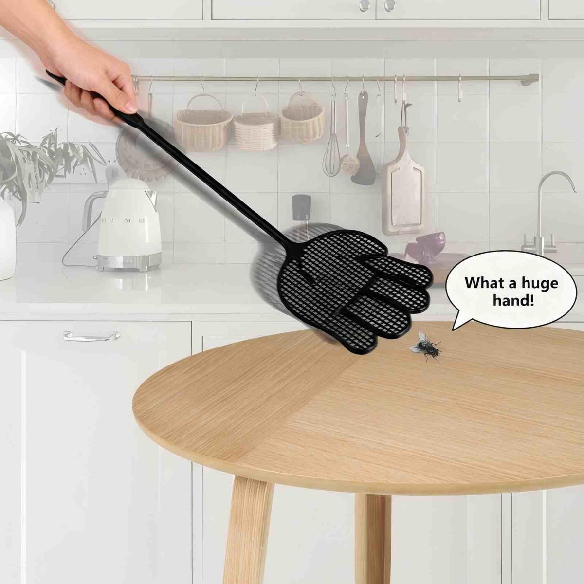 TurnOnLove hand-shaped swatter highlights easy-clean after use.