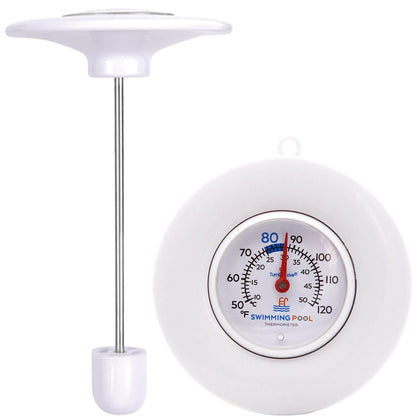 TurnOnLove floating pool thermometer with clear dial for quick readings.