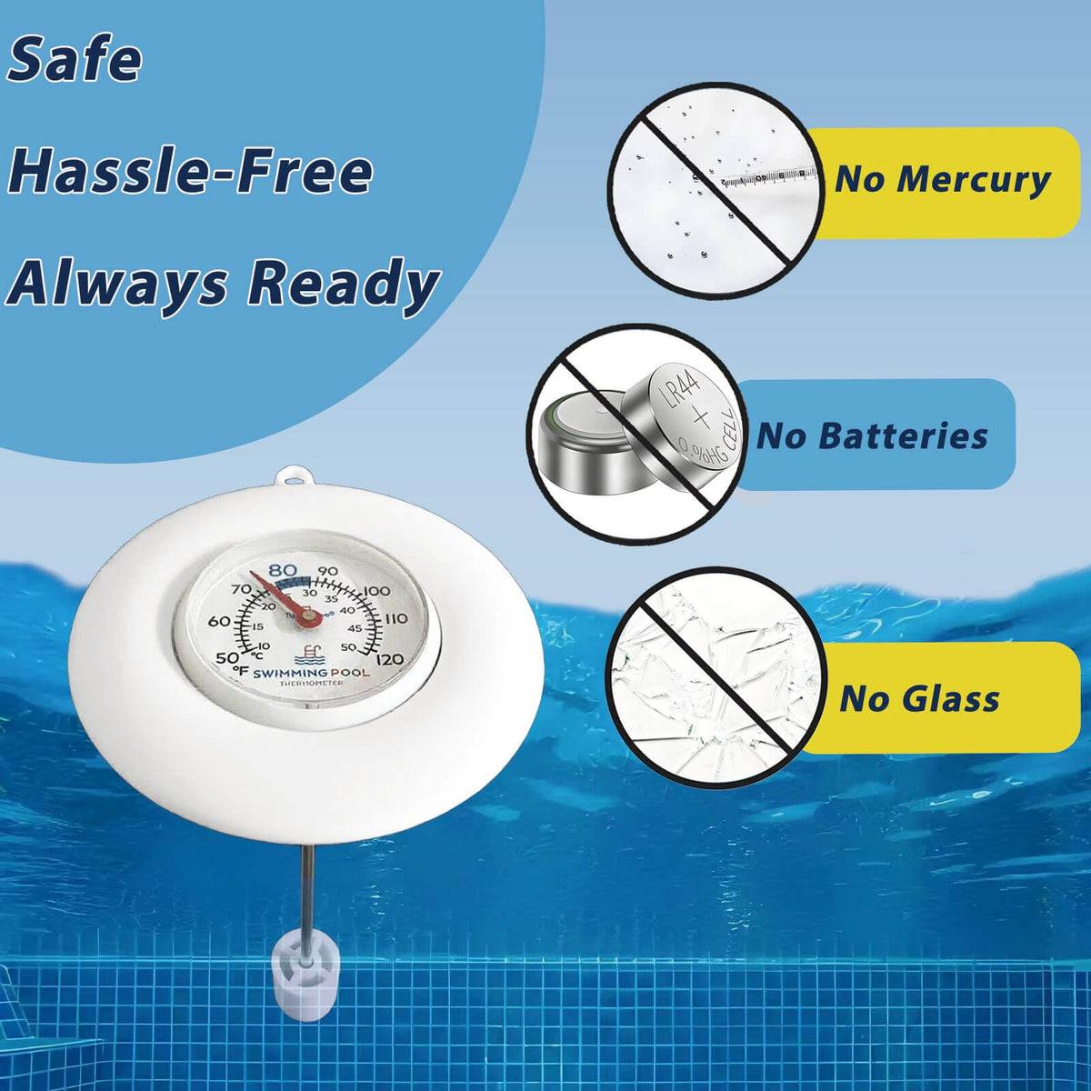 TurnOnLove 304 stainless steel probe delivers accurate pool temperature.