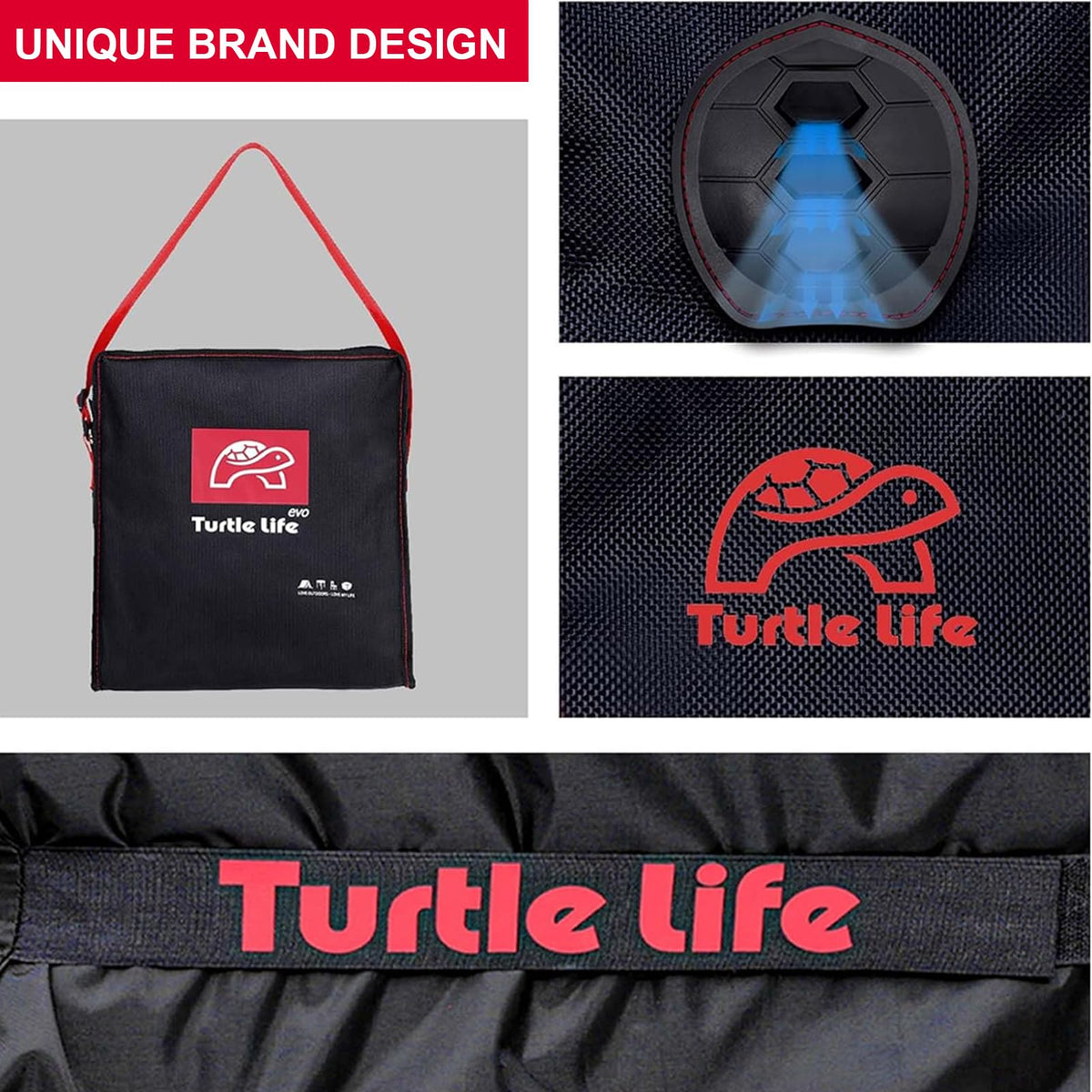 Turtle Life grill cover back view features a breathable air vent for moisture.