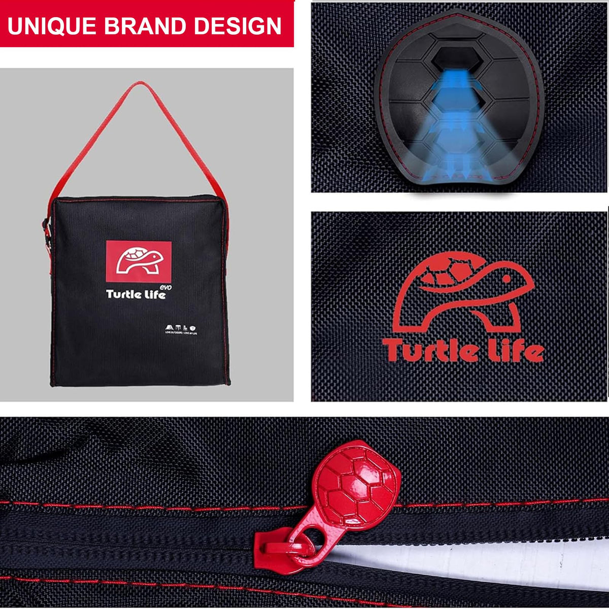 Turtle Life fabric close-up reveals durable Oxford with PVC coating for water resistance.