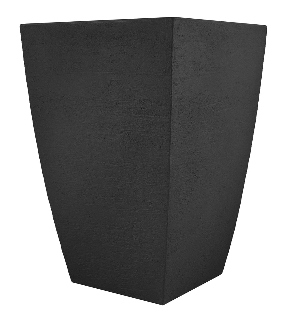 Tusco MSQT23BK modern square planter, front view, weatherproof for outdoor entrances.