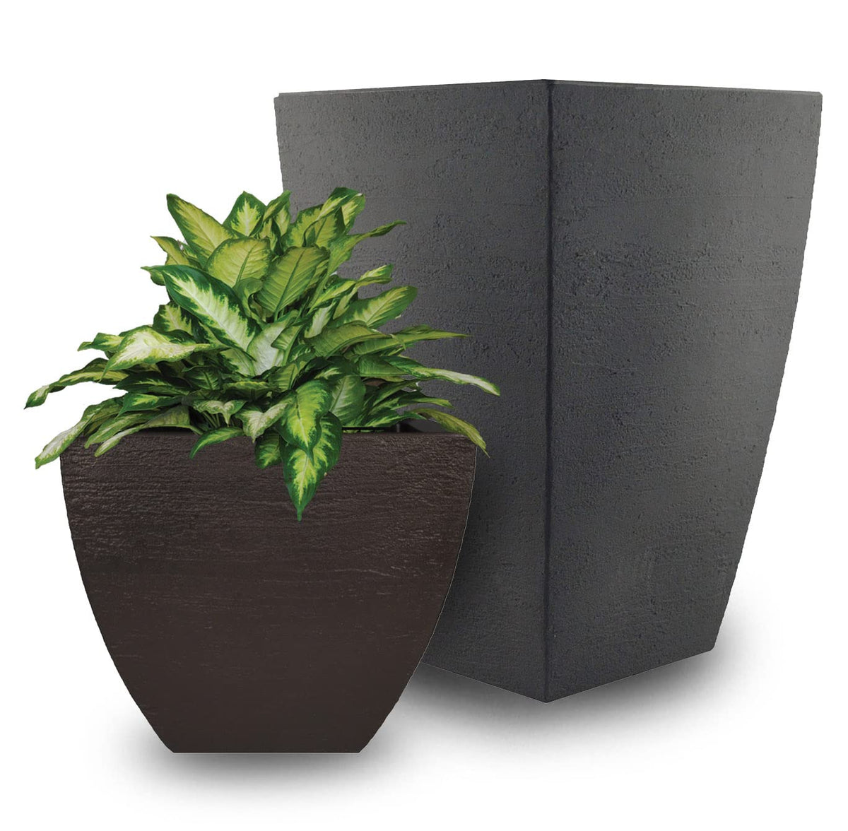 Tusco MSQT23BK planter, side view, lightweight and easy to reposition.